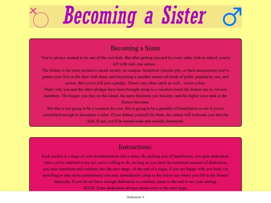 Becoming a sister/CYOA screenshot