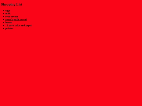 shopping-list screenshot