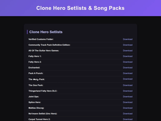 Setlists screenshot