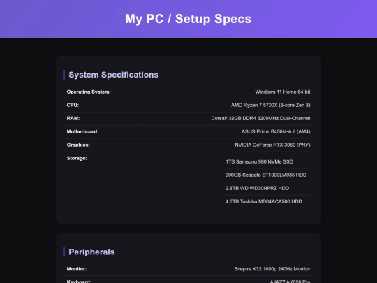 Specs screenshot