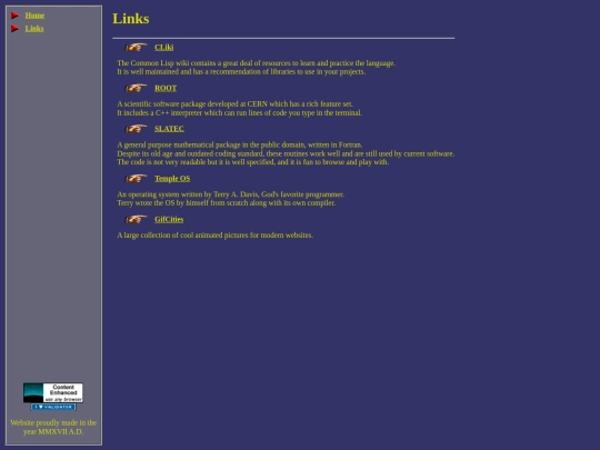 links screenshot