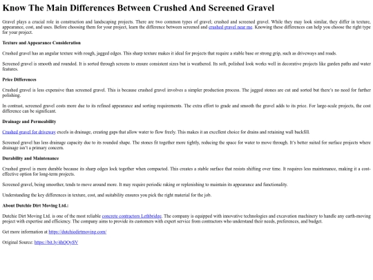 KnowTheMainDifferencesBetweenCrushedAndScreenedGravel screenshot