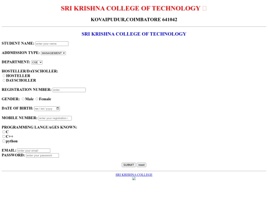 ADP/know your studebnt form screenshot