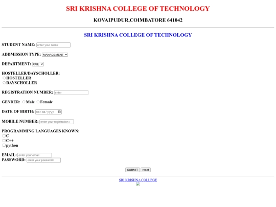 vividhan/know your studebnt form screenshot