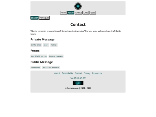 pages/contact screenshot