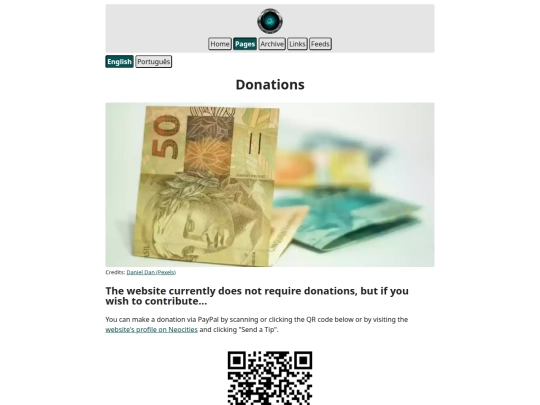 pages/donate screenshot