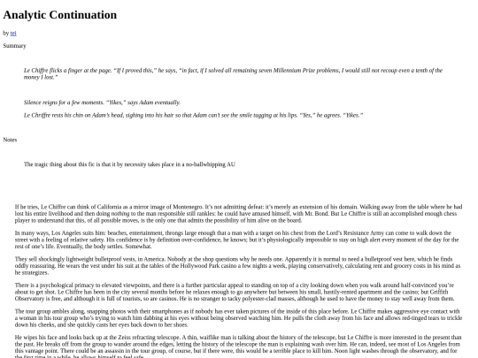 Fic/analyticontinuation screenshot