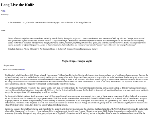 Fic/longlivetheknife screenshot
