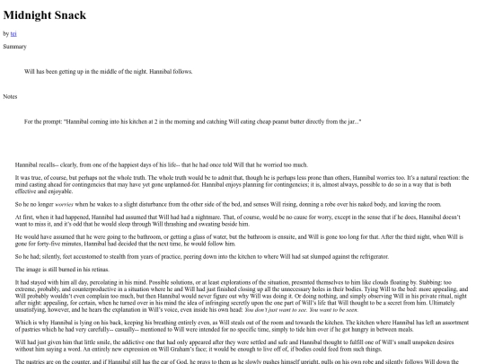 Fic/midnightsnack screenshot