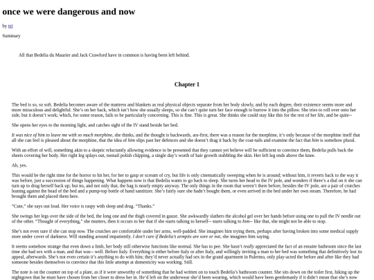 Fic/onceweweredangerous screenshot