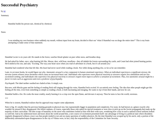 Fic/successfulpsychiatry screenshot