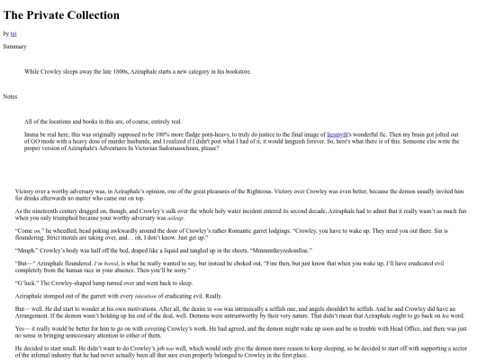 Fic/theprivatecollection screenshot