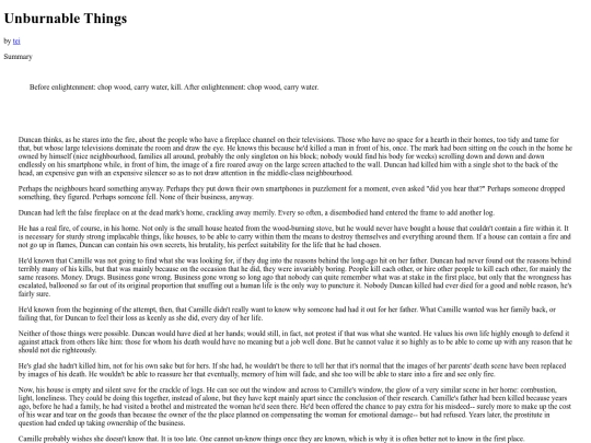 Fic/unburnablethings screenshot