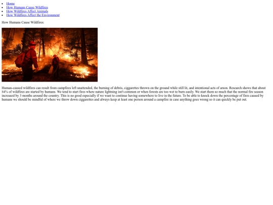 Wildfires/HowHumansCauseWildfires screenshot