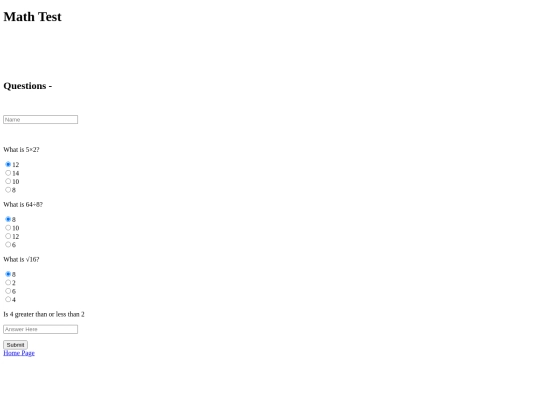 Assignments/Math-Test-Form screenshot