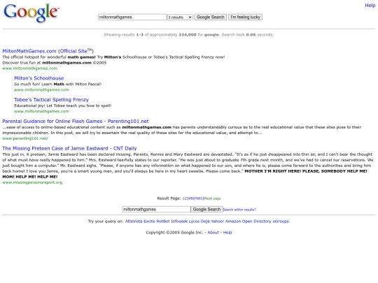 miltonmathgames - Google Search screenshot