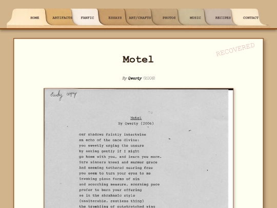 fanfic/poetry/motel screenshot