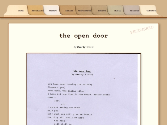 fanfic/poetry/opendoor screenshot