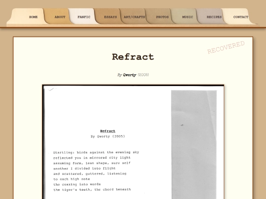 fanfic/poetry/refract screenshot