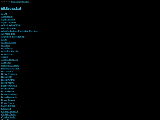MarvelWiki/All Pages List screenshot