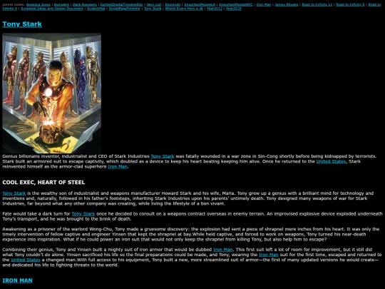 MarvelWiki/Tony Stark screenshot