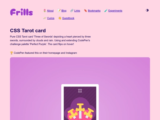 experiments/css-tarot-card screenshot