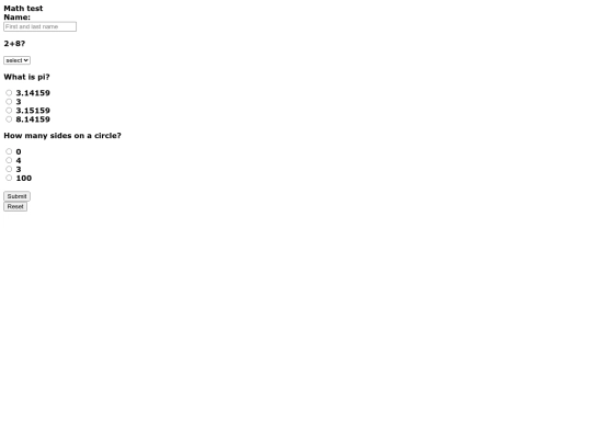 mathtestform screenshot