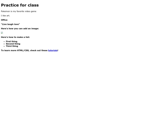 practiceinclass screenshot