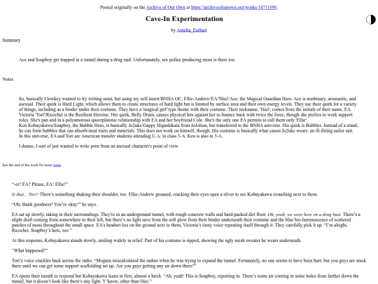 fics/Cave-InExperimentation screenshot