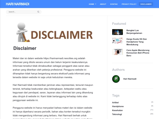 disclaimer screenshot
