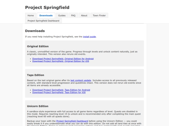 projectspringfield/downloads screenshot