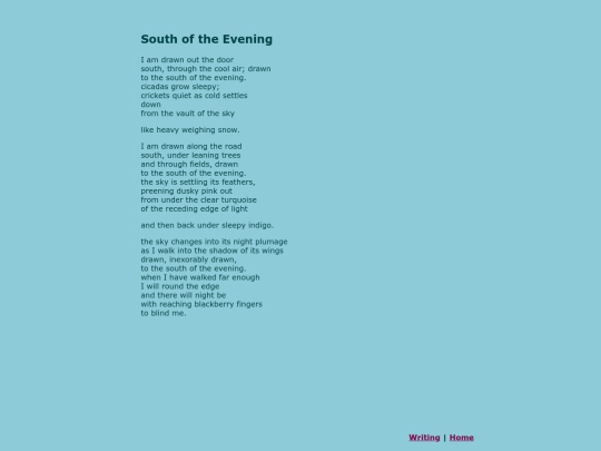 writing/southofevening screenshot