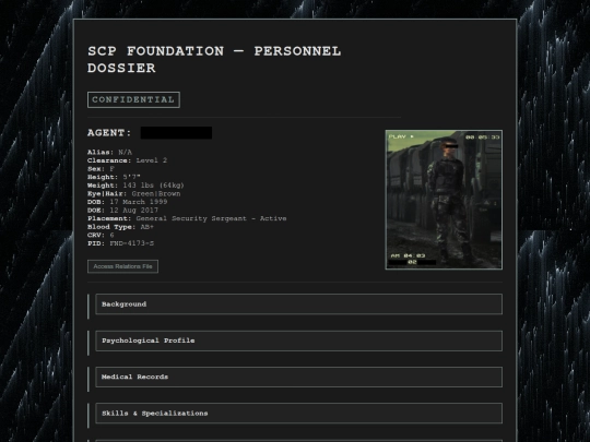 Dossiers/NiamhDossier screenshot