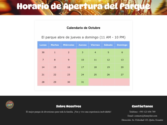 Servidor/pag/horarios screenshot