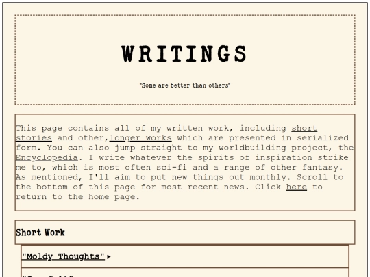 Writings screenshot