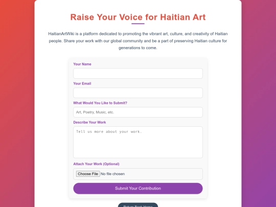html/Raise Your Voice for Haitian Art screenshot