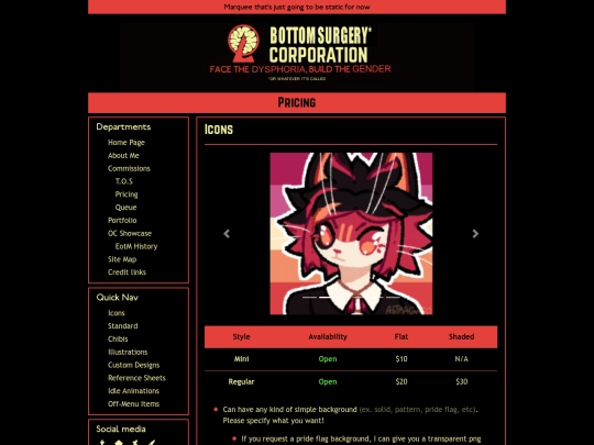commissions/prices screenshot