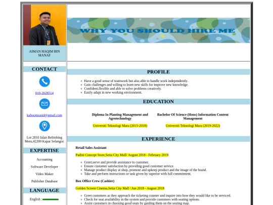 resume screenshot
