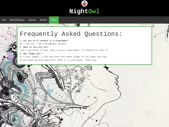 FAQs screenshot