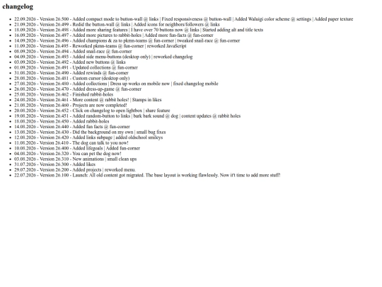 html/changelog screenshot