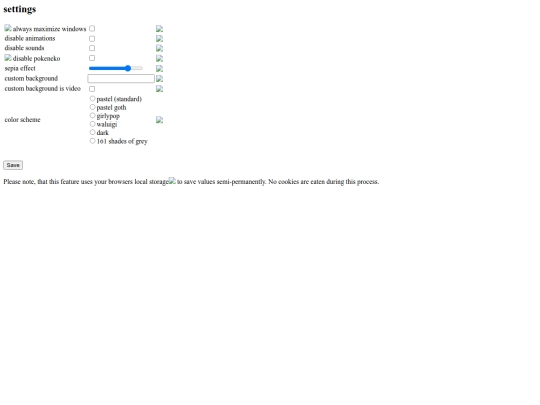 html/settings screenshot