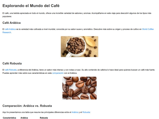 Tipos de Cafe screenshot
