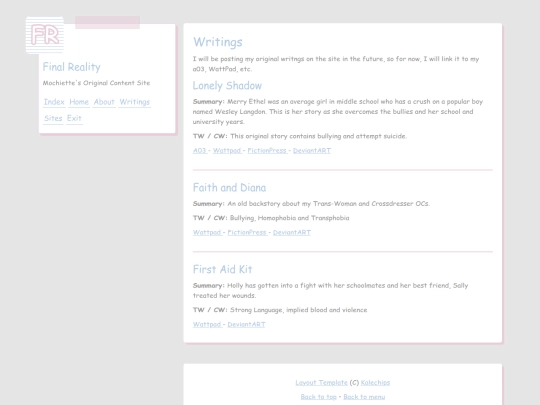 writings screenshot