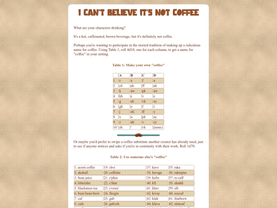 not-coffee screenshot