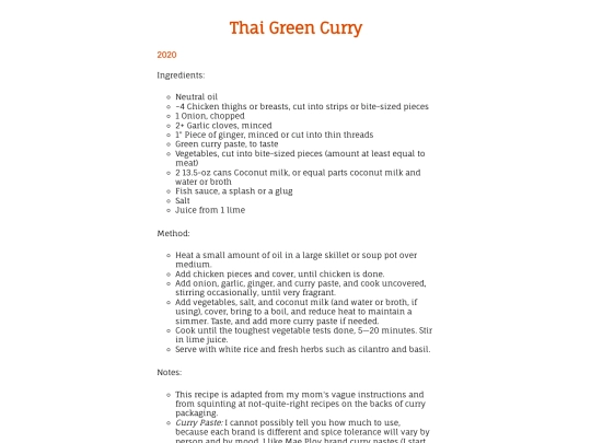 recipes/ThaiGreenCurry screenshot