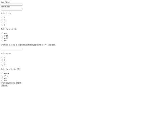 mathtest screenshot