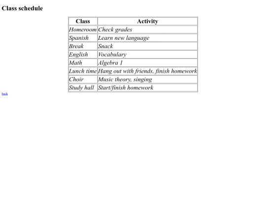 schedule screenshot