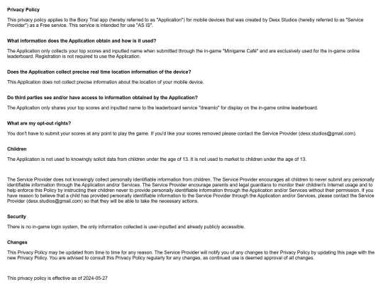 boxy/privacypolicy screenshot