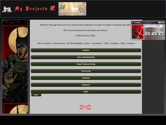 comms info/myprojectslinks screenshot