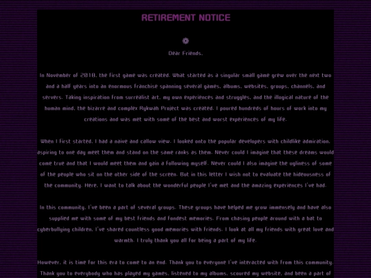 retirement screenshot